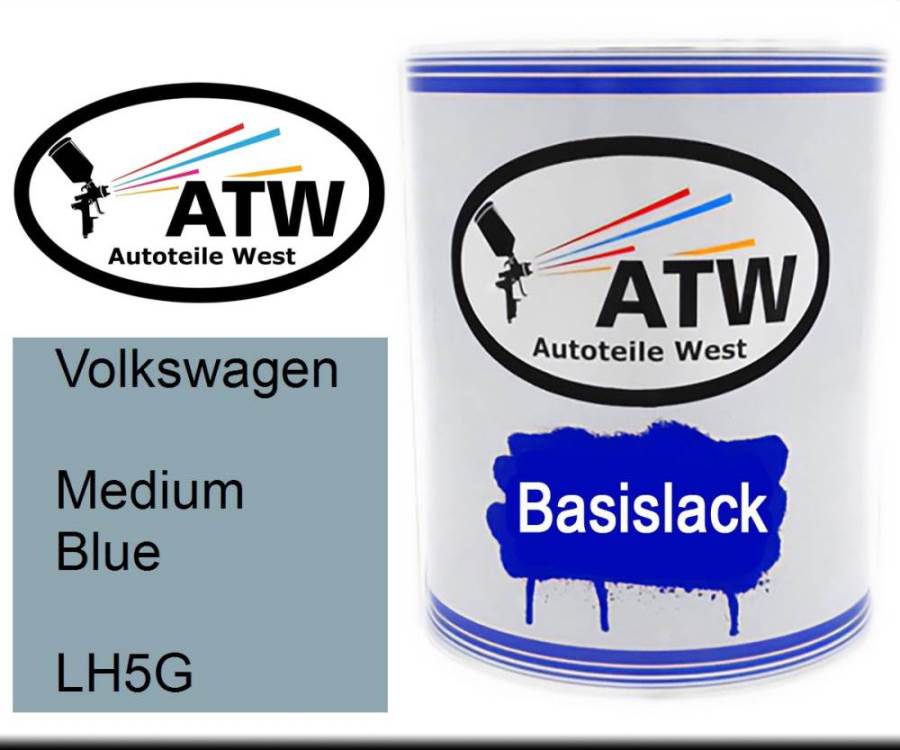 Volkswagen, Medium Blue, LH5G: 1L Lackdose, von ATW Autoteile West.